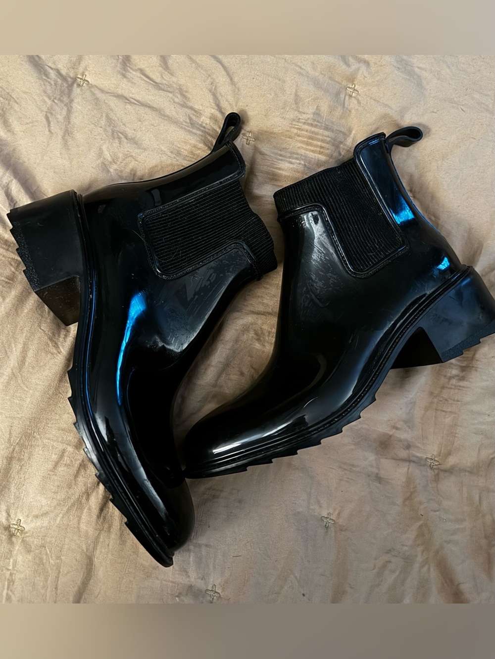 Target Black Women's Chelsea Rain Booties - Glossy Finish